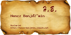Hencz Benjámin névjegykártya